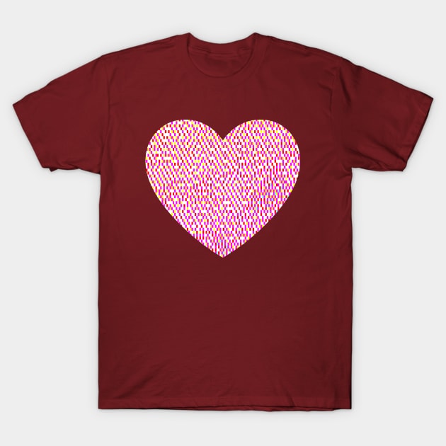 Magenta Retro 8-bit Pixel Heart T-Shirt by love-fi